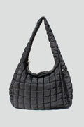 Cleo Slouchy Quilted Nylon Tote Bag in Black