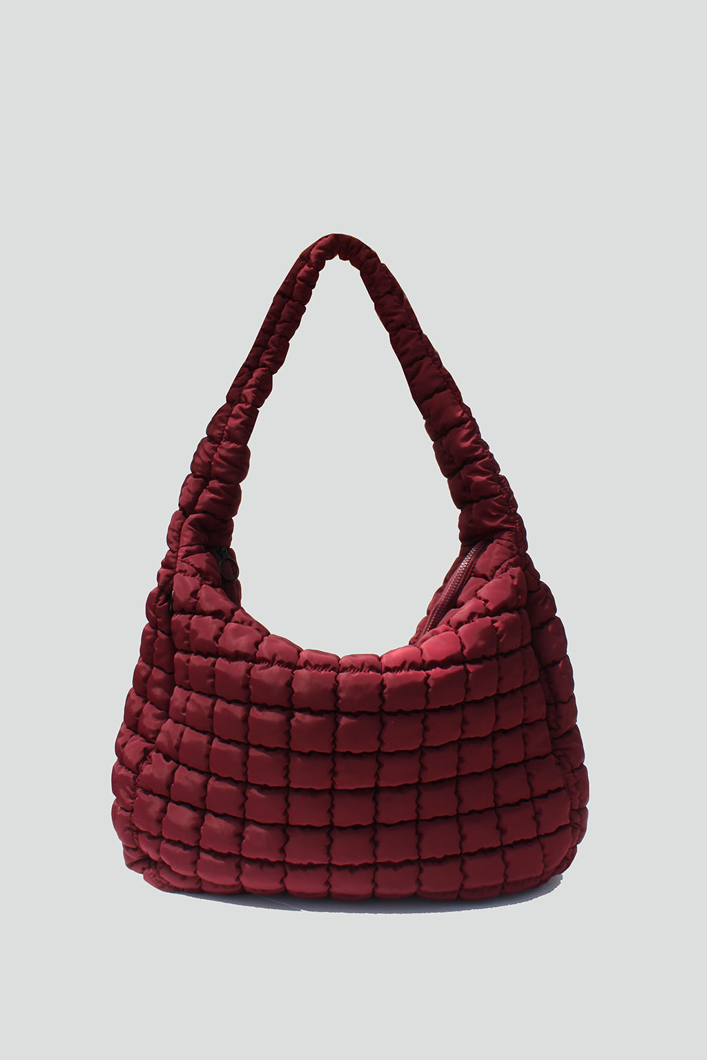 Cleo Slouchy Quilted Nylon Tote Bag in Plum