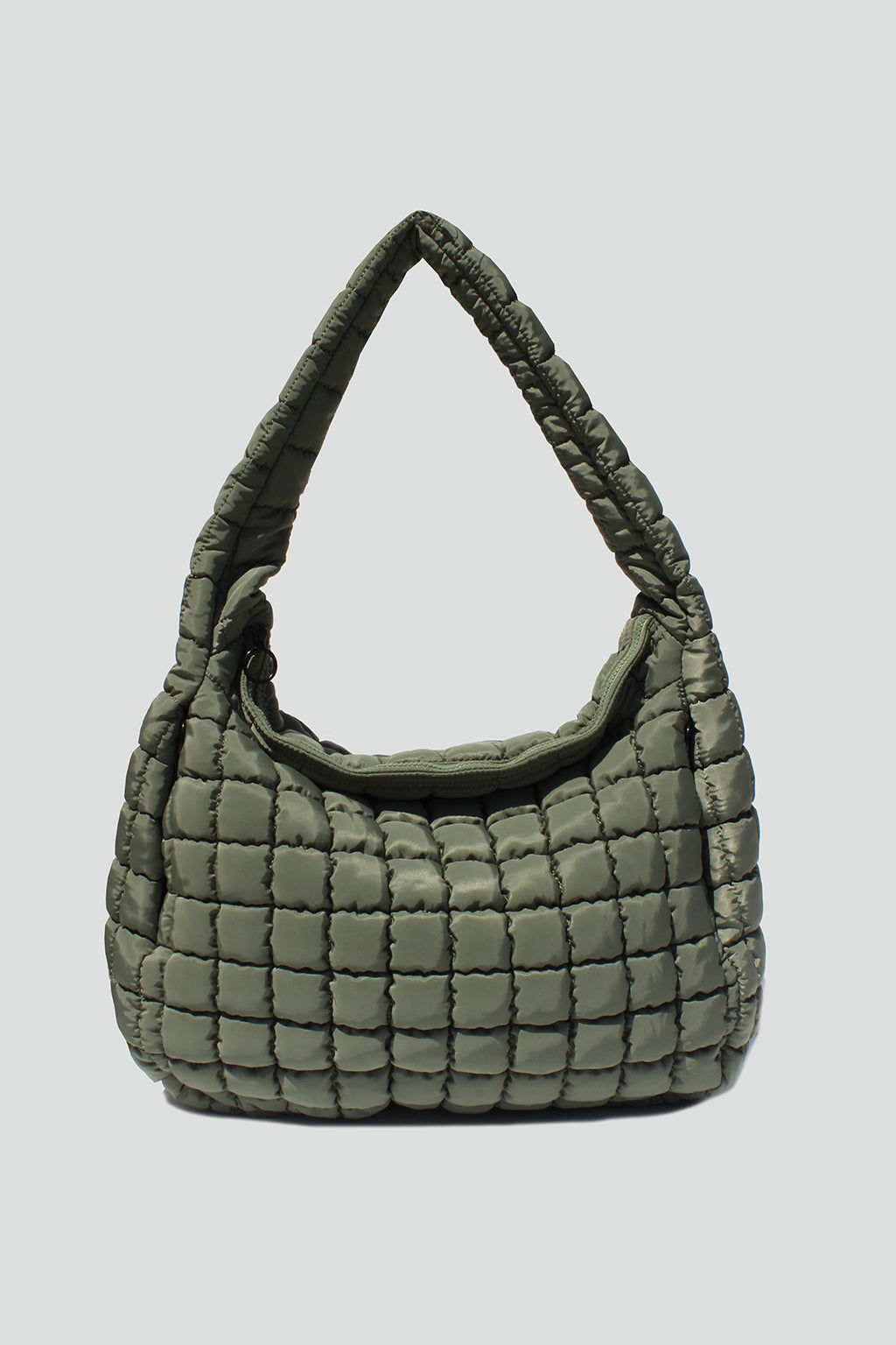 Cleo Slouchy Quilted Nylon Tote Bag in Wash Green