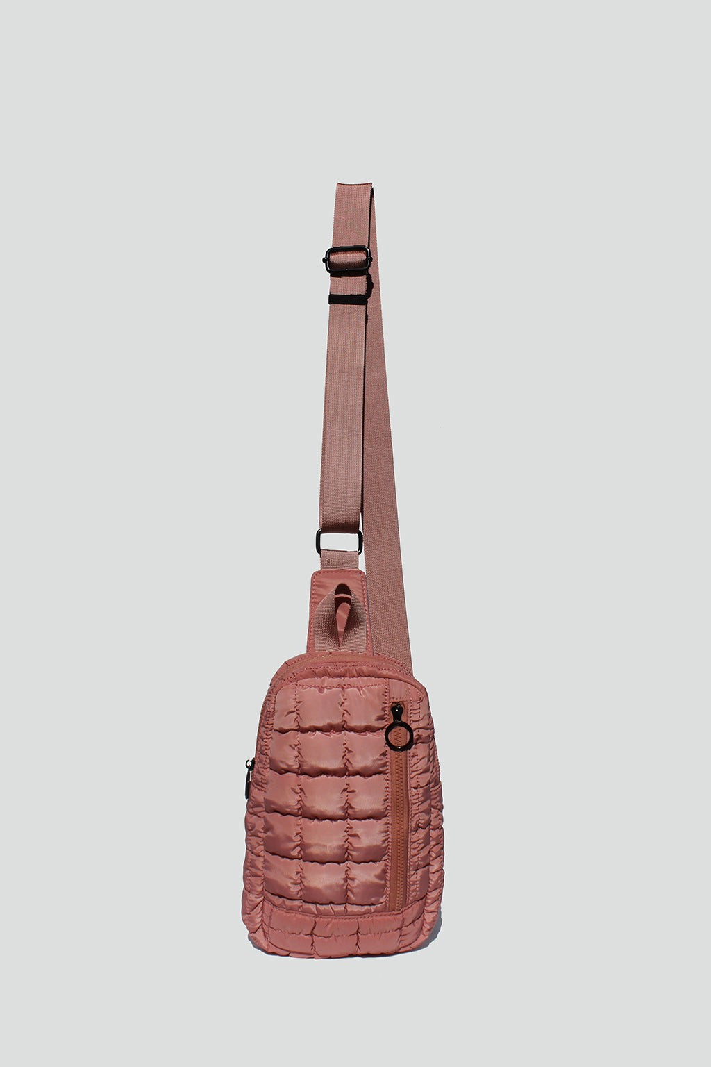 Nevaeh Quilted Nylon Sling Bag in Rose
