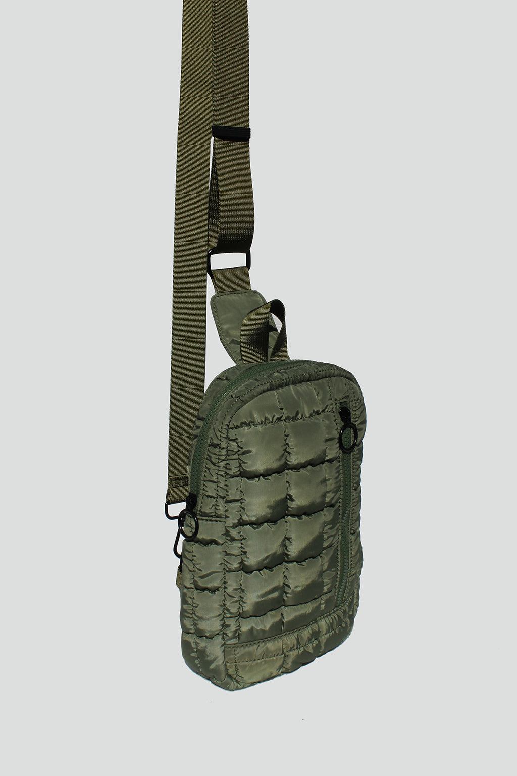 Nevaeh Quilted Nylon Sling Bag in Wash Sage
