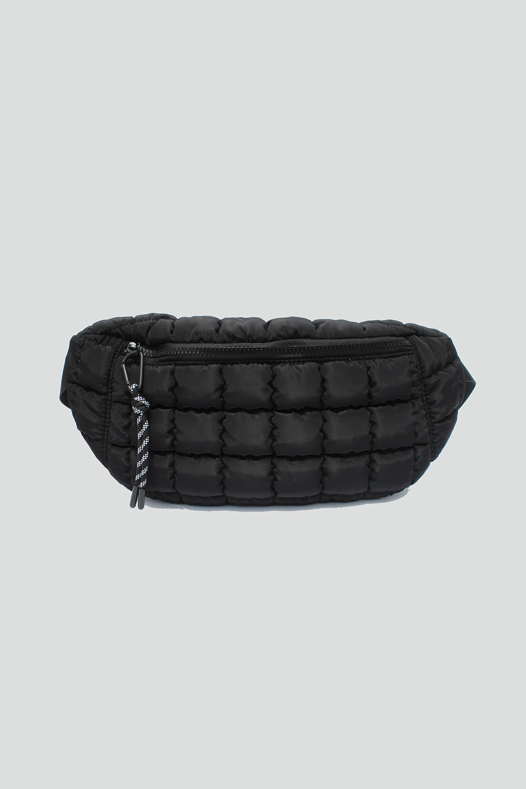 Harper Quilted Nylon Belt Bag in Black