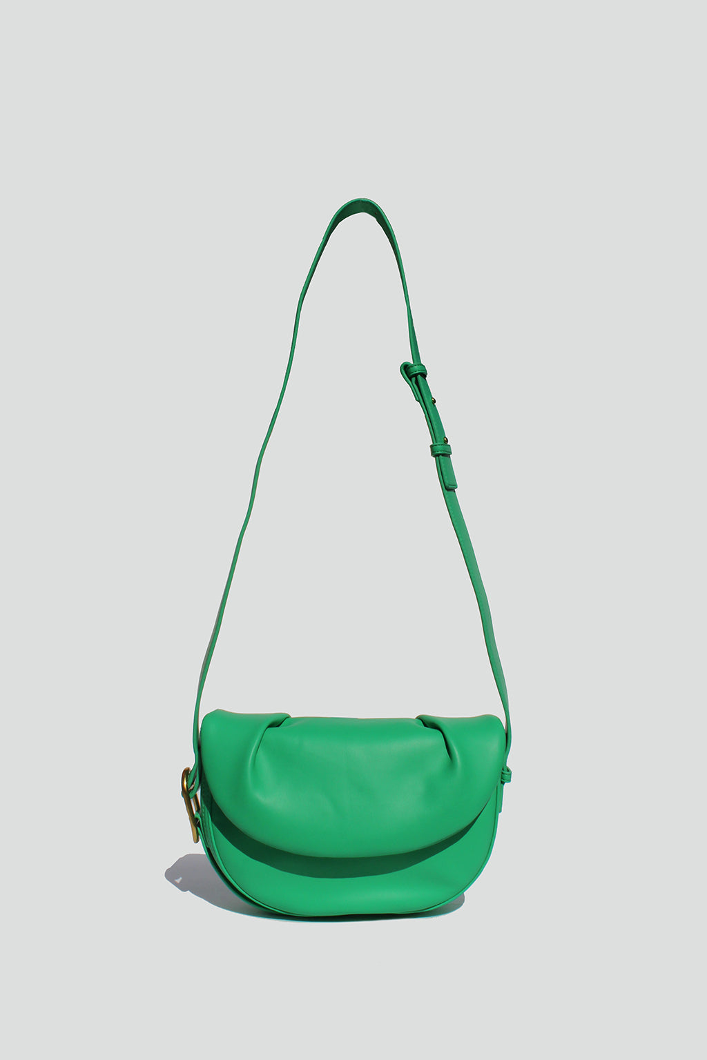 Fleur Half Moon Faux Leather Crossbody Bag in Green