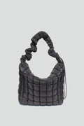 Grace Slouchy Quilted Nylon Crossbody Bag in Black