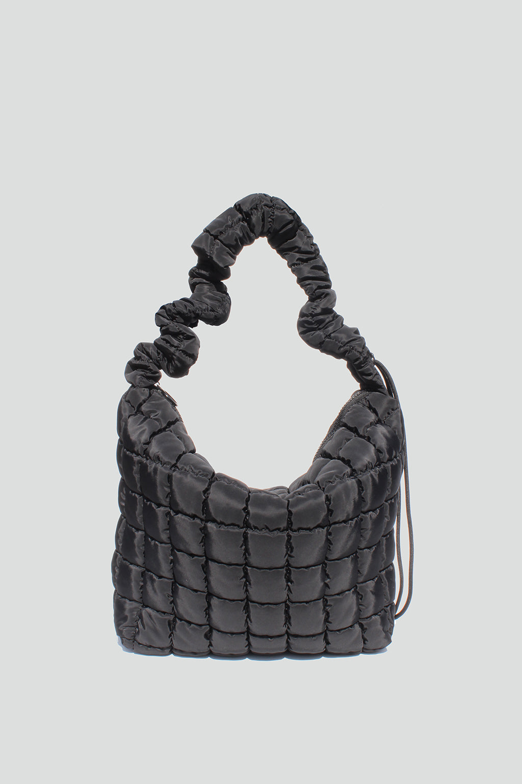 Grace Slouchy Quilted Nylon Crossbody Bag in Black