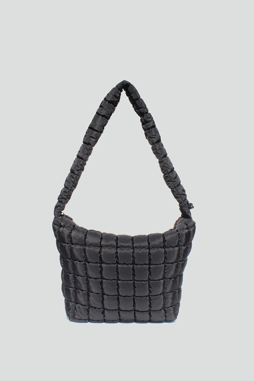 Grace Slouchy Quilted Nylon Crossbody Bag in Black
