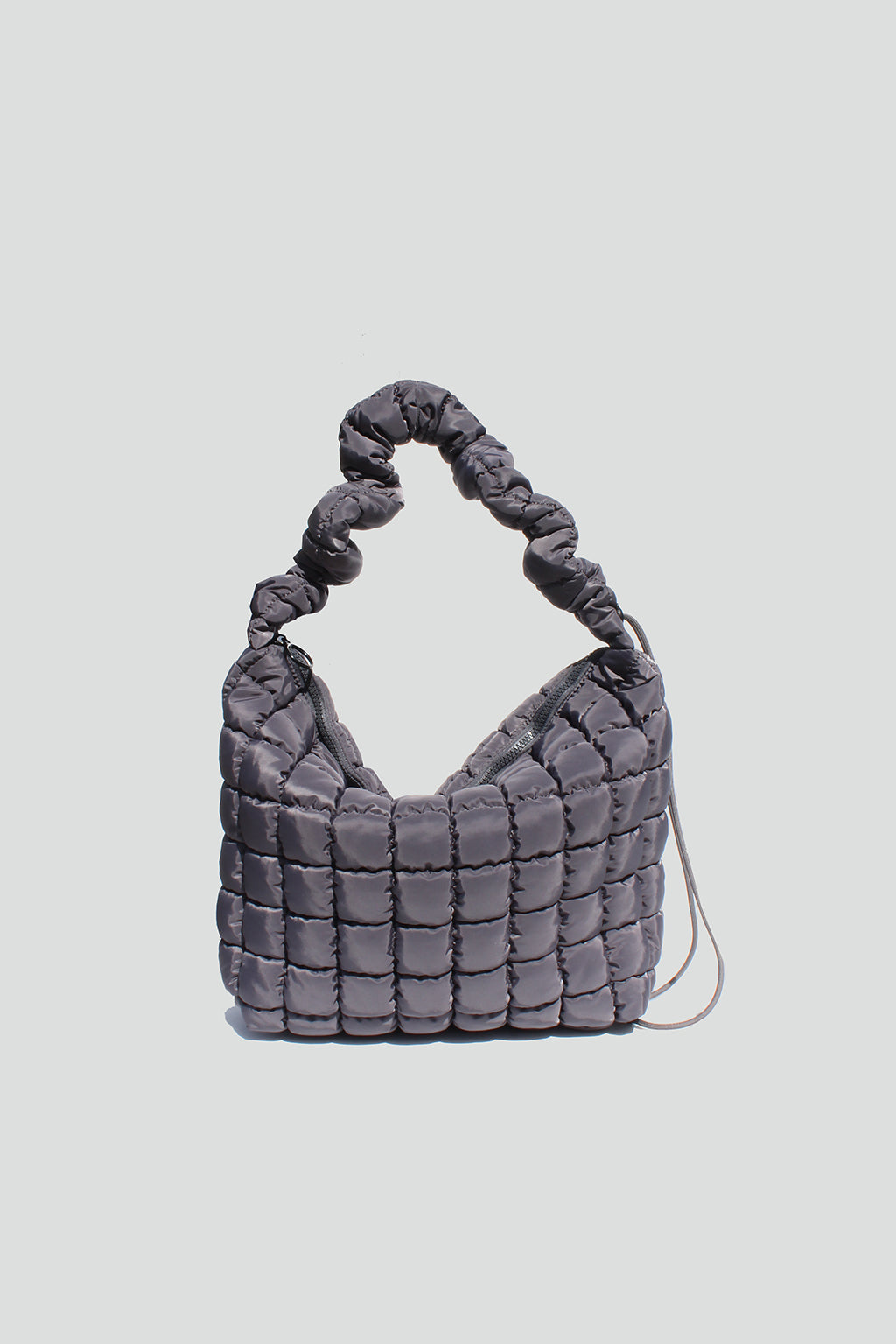 Grace Slouchy Quilted Nylon Crossbody Bag in Grey