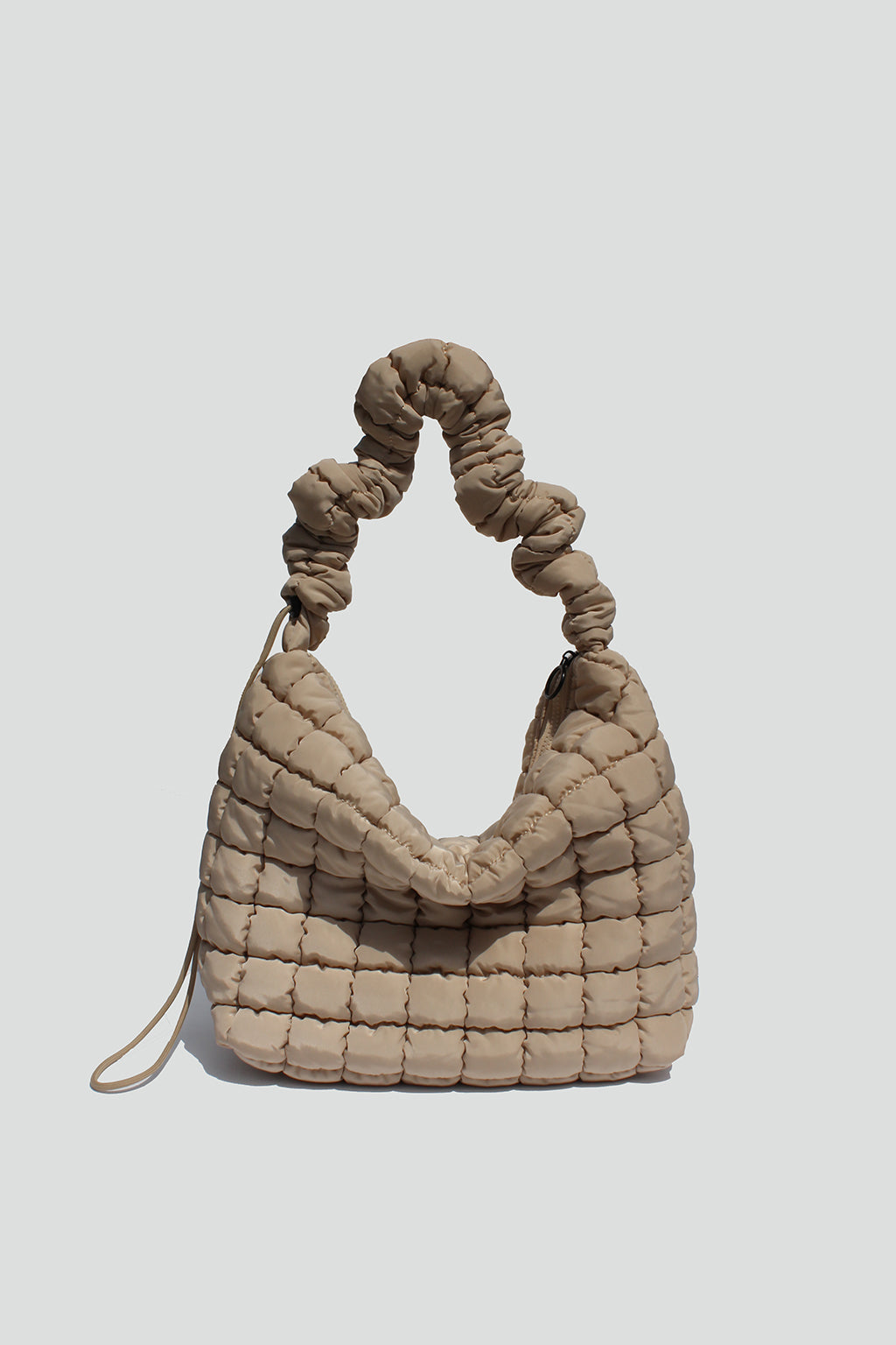 Grace Slouchy Quilted Nylon Crossbody Bag in Ivory