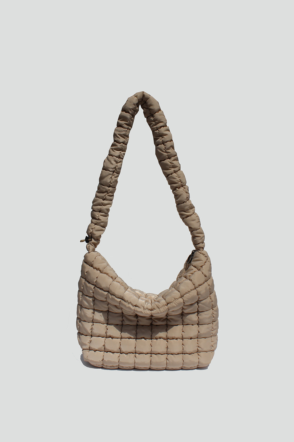 Grace Slouchy Quilted Nylon Crossbody Bag in Ivory