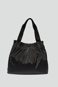 Elliana Ruched Nylon Tote Bag in Black