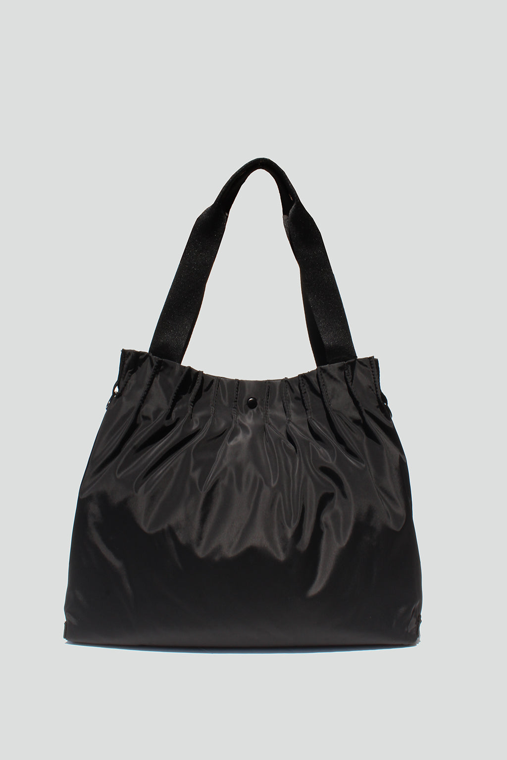 Elliana Ruched Nylon Tote Bag in Black