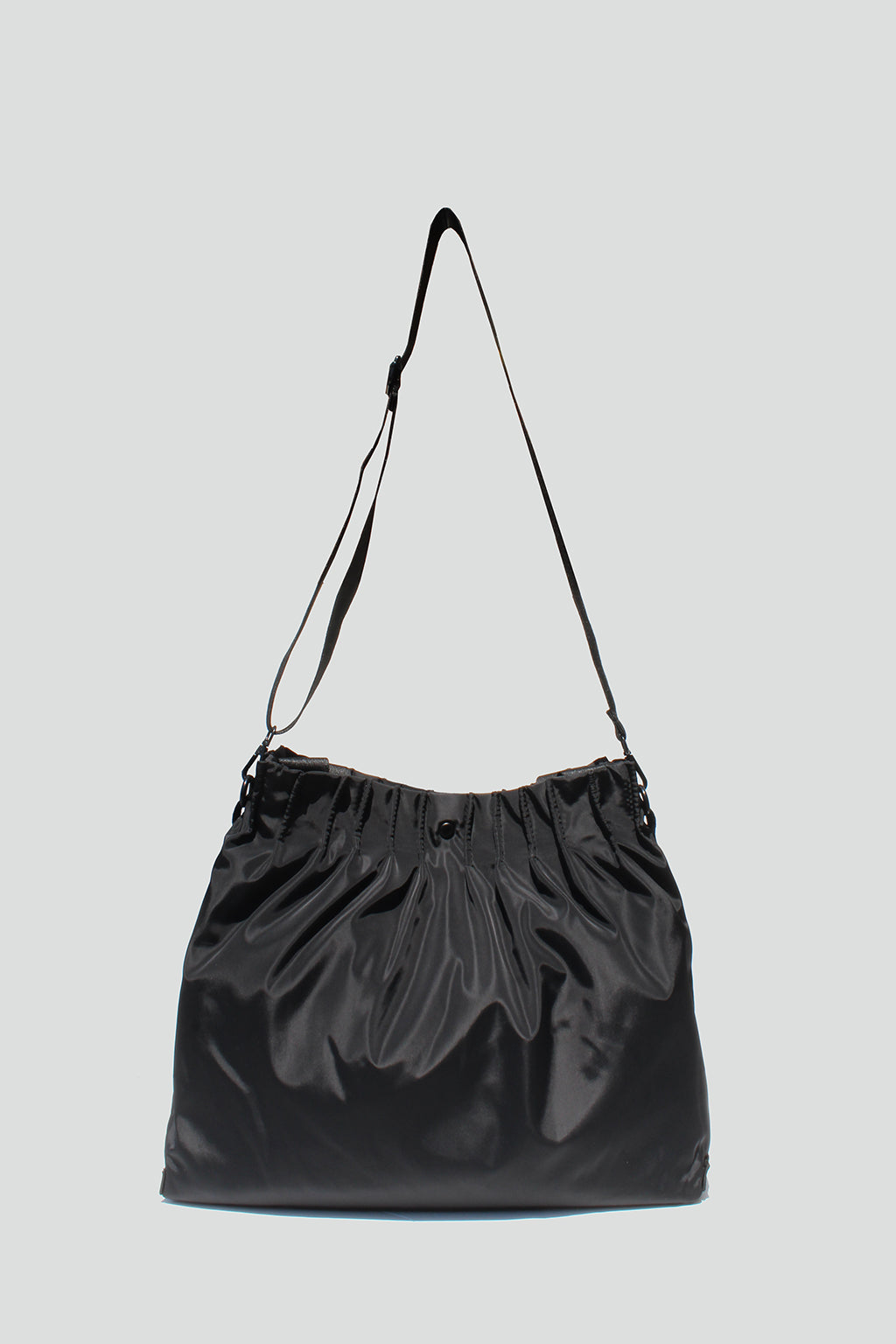 Elliana Ruched Nylon Tote Bag in Black