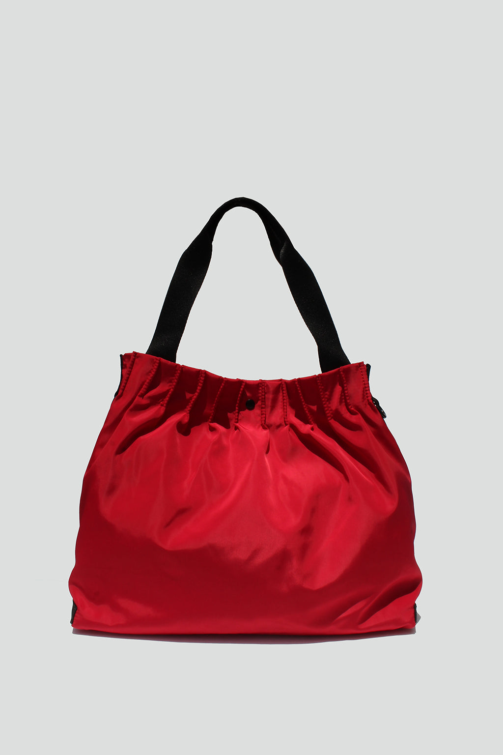 Elliana Ruched Nylon Tote Bag in Red