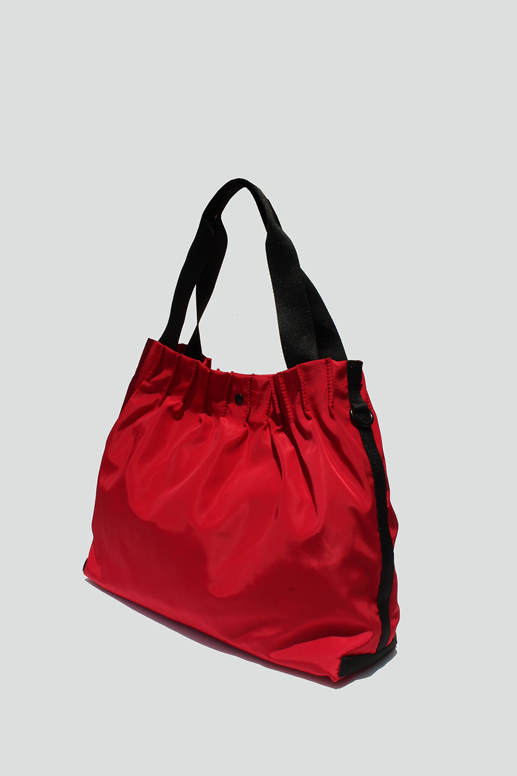 Elliana Ruched Nylon Tote Bag in Red