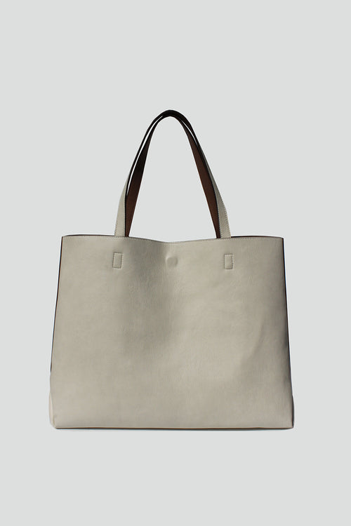 Amelia Faux Leather Tote Bag in Antique White