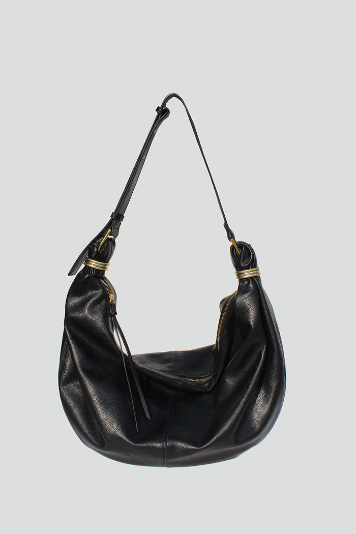 Cecilia Faux Leather Hobo Bag in Black