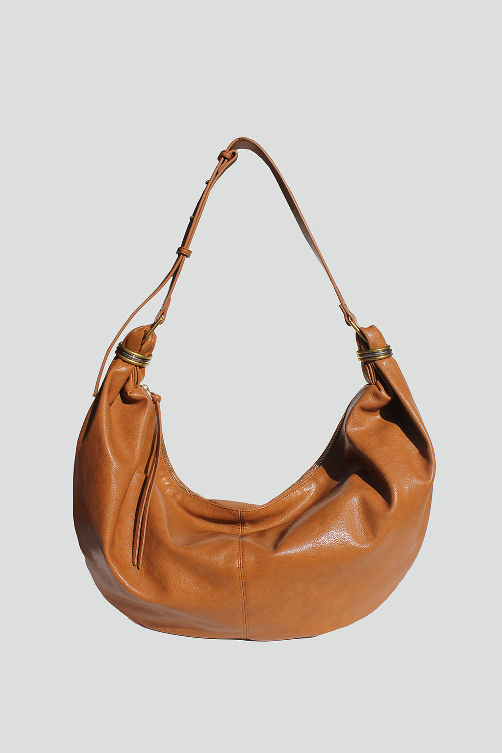 Cecilia Faux Leather Hobo Bag in Tan