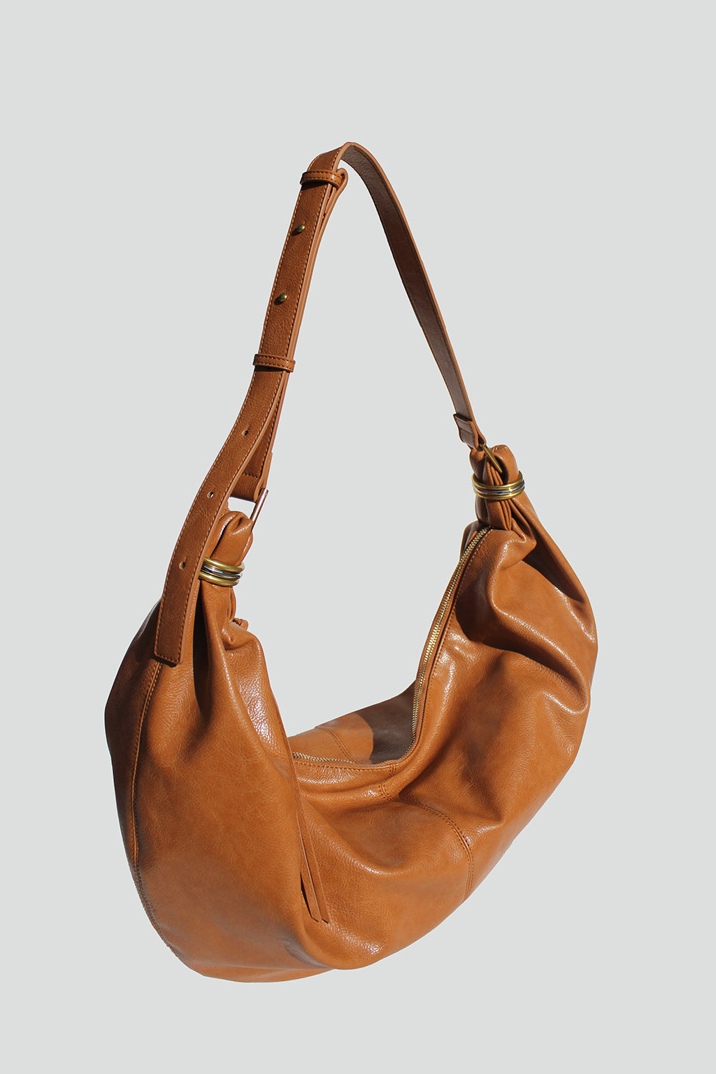 Cecilia Faux Leather Hobo Bag in Tan