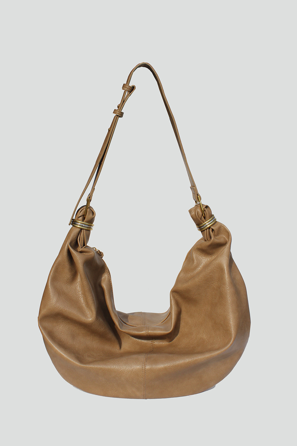 Cecilia Faux Leather Hobo Bag in Taupe